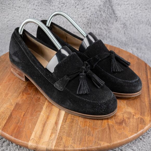 FatFace Shoes - Fat Face Women’s Black Suede Tassle Loafer Size 40 US 8